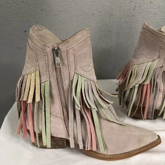 Free People Boots Womens 8 US 38 EU Lawless Fringe Pastel Western Boho Rodeo - Picture 5 of 16